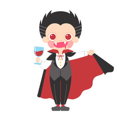 吸血鬼の仮装をした男の子のイラスト