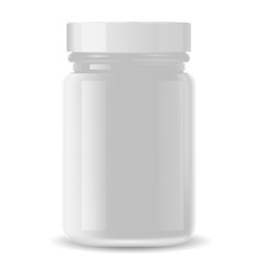 Pharmacy bottle for medical products, pills, drugs, ointment and cream. Black glass cosmetic or sports bottle mockup for bcaa and other supplements. High quality eps10 vector illustration.