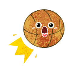 retro illustration style cartoon basketball