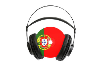 Photo of a headset with a CD with the flag of Portugal