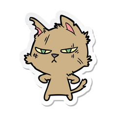 sticker of a tough cartoon cat