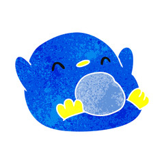 retro cartoon kawaii of a cute penguin