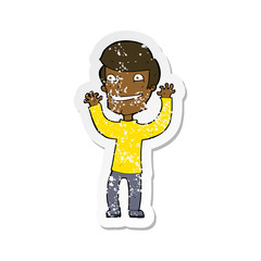 retro distressed sticker of a cartoon excited man