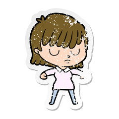 distressed sticker of a cartoon woman