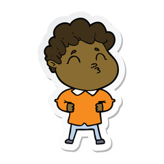 sticker of a cartoon man pouting