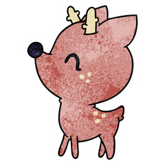textured cartoon of  kawaii cute deer