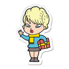 sticker of a cartoon woman