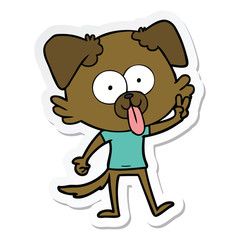sticker of a cartoon dog with tongue sticking out