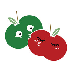 flat color retro cartoon juicy apple
