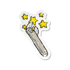 retro distressed sticker of a cartoon adjustable spanner