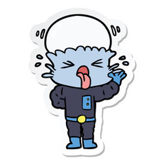 sticker of a disgusted cartoon alien