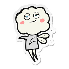 sticker of a cartoon cute cloud head imp