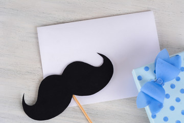 Photo booth mustache and Happy Father Day greeting card