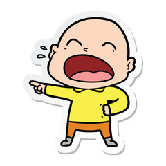 sticker of a cartoon shouting bald man