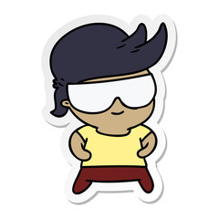 sticker cartoon kawaii kid with shades