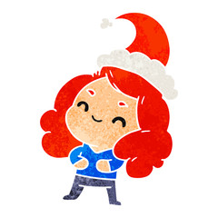 christmas retro cartoon of kawaii girl