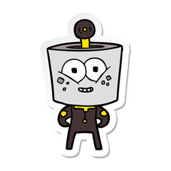 sticker of a happy cartoon robot