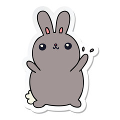 sticker of a quirky hand drawn cartoon rabbit