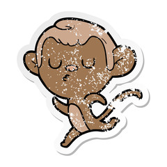 distressed sticker of a cartoon monkey