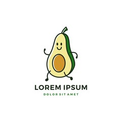 running avocado logo vector icon cartoon mascot character illustration