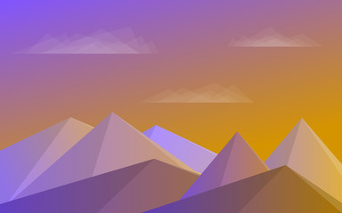 Mountains, blue sky, clouds