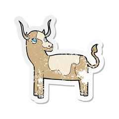 retro distressed sticker of a cartoon cow