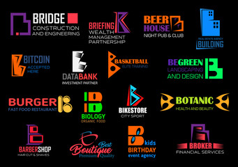 B letter brand business corporate identity icons