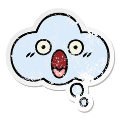 distressed sticker of a cute cartoon thought bubble