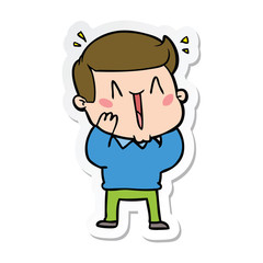 sticker of a cartoon excited man