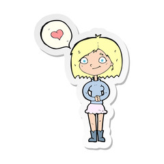 sticker of a cartoon woman in love