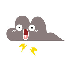 flat color retro cartoon storm cloud