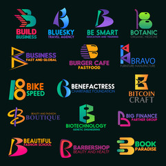 B letter icons, creative corporate identity design