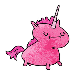 textured cartoon doodle of a magical unicorn