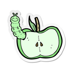 sticker of a cartoon apple with bug