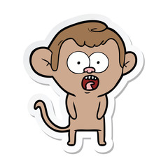 sticker of a cartoon shocked monkey