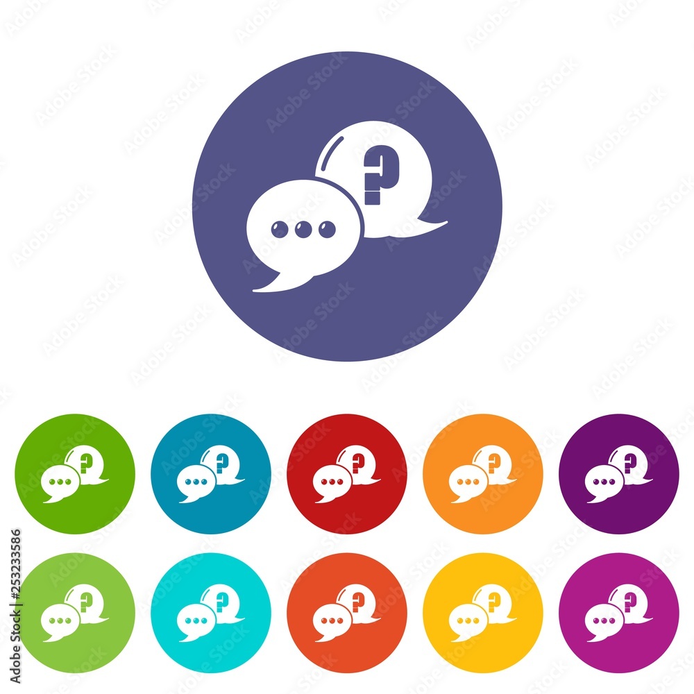 Poster dialog icons color set vector for any web design on white background