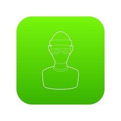 Theft icon green vector isolated on white background