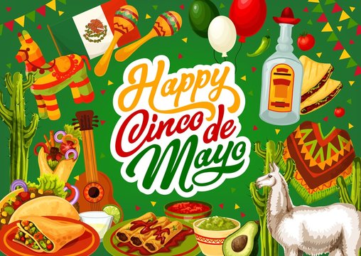 Happy Cinco De Mayo Mexican Tequila And Guitar