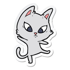 sticker of a confused cartoon cat