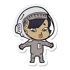 sticker of a cartoon astronaut woman
