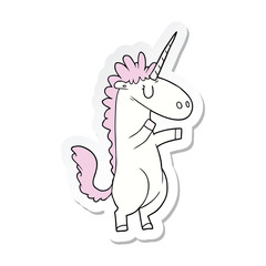 sticker of a cartoon unicorn