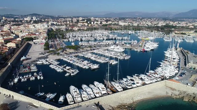 Aerial view of the old city of Antibes on the French Riviera