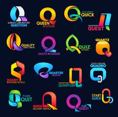 Q letter corporate identity business font icons