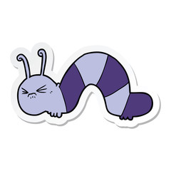 sticker of a cartoon angry caterpillar
