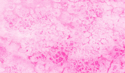 Creative pink watercolor background painted on white grain paper texture. Abstract magenta shades aquarelle illustration. Watercolour canvas for creative grunge design, vintage cards, retro templates.