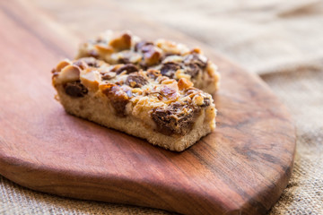 Macadamia and chocolate slice