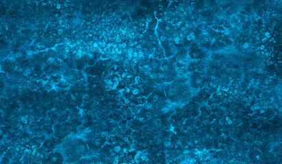 Cosmic neon light blue watercolor background. Paper textured aquarelle deep black canvas for modern creative design. Ocean foam and sea texture multicolor water color paint illustration