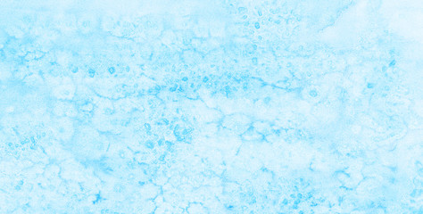 Modern creative grunge light sky blue shades watercolor background. Aquarelle paint paper canvas for design, card template. Ocean and sea foam texture turquoise gradient color handmade illustration