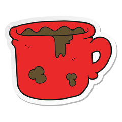 sticker of a cartoon old coffee cup