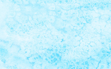 Modern creative grunge light sky blue shades watercolor background. Aquarelle paint paper canvas for design, card template. Ocean and sea foam texture turquoise gradient color handmade illustration